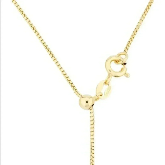 Solid 1mm Yellow Gold Plated 925 Sterling Silver Adjustable Box Chain Necklace - Picture 1 of 4